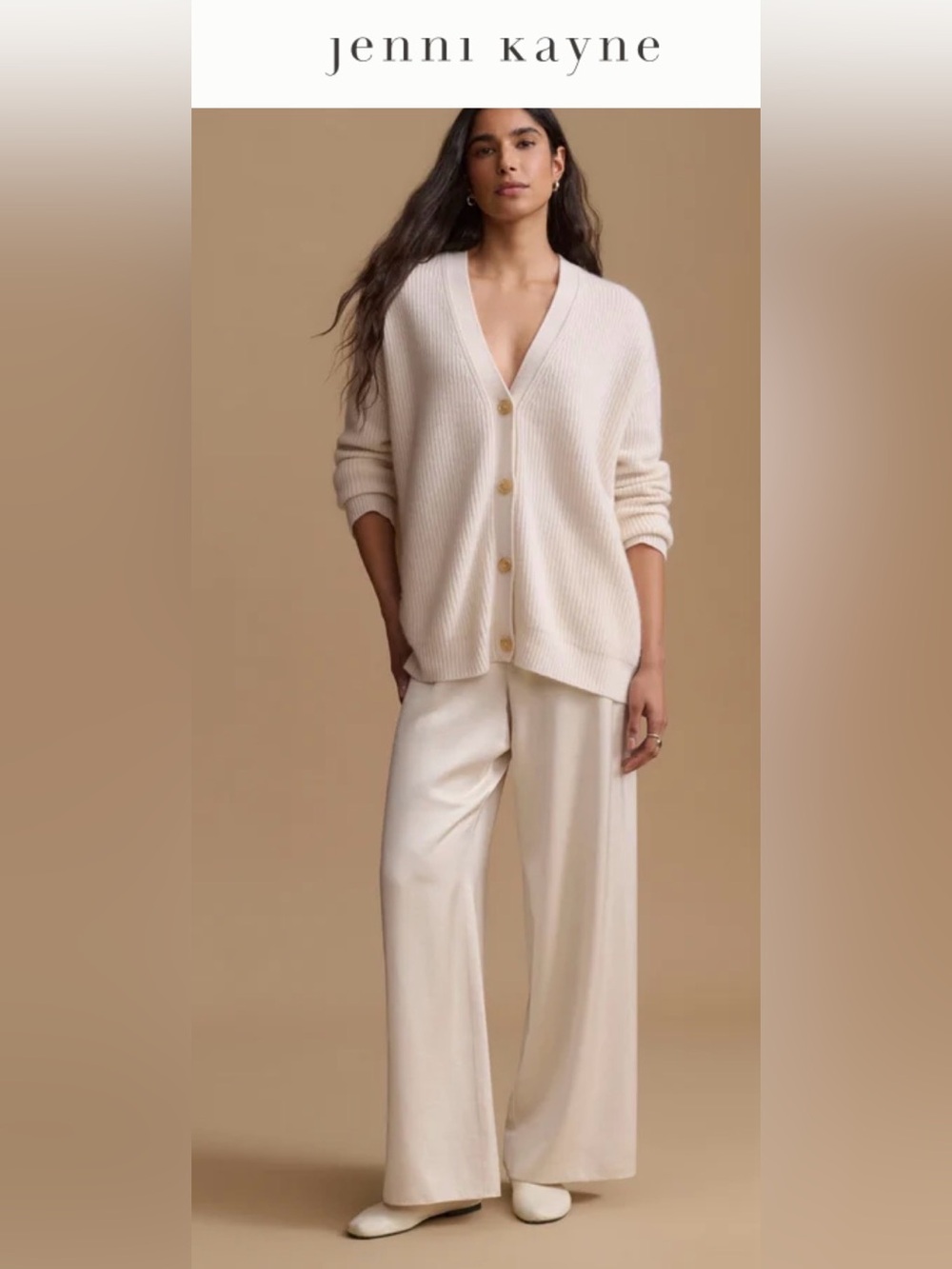Jenni Kayne Cashmere Cocoon Cardigan Sweater Ivory L Oversized Quiet Luxury